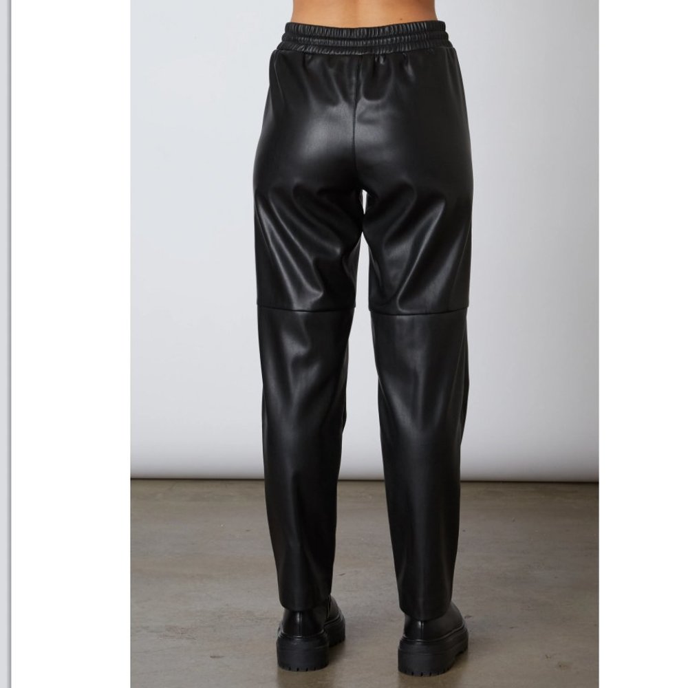 NIA Vegan Leather Baggy Drawstring Jogger Pants Black NWT Size XS - Picture 4 of 13